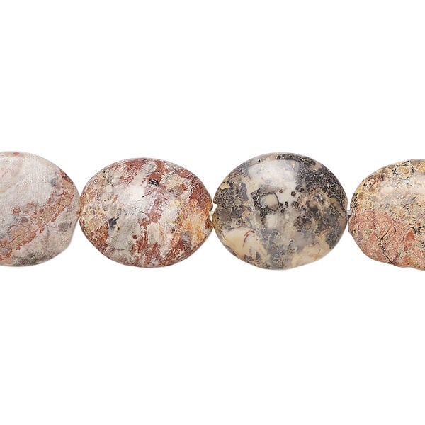 Leopardskin jasper 1pkg1, puffed oval bead natural, 15 inch 13x11mm-14x13mm image number 0