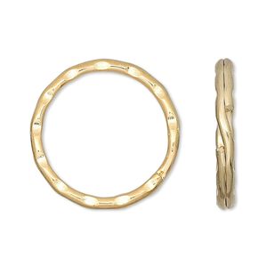 Split ring, gold-finished steel, 25mm hammered round. Sold per pkg of 100.