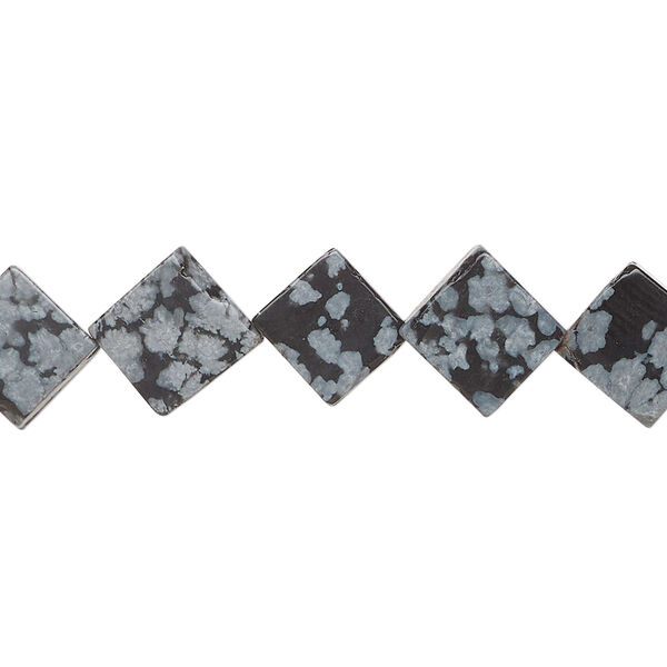 Snowflake obsidian 1pkg1, flat diamond bead natural, 15 inch 10-11mm image number 0