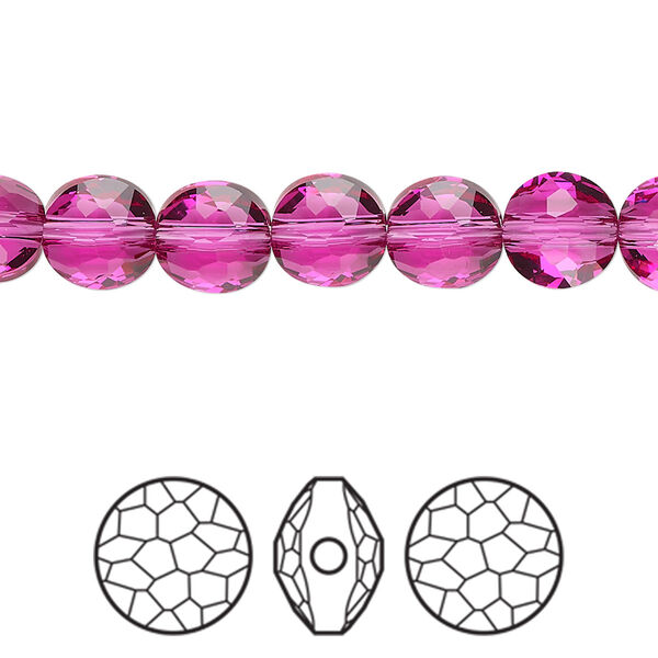 Bead 4pk fuchsia, Crystal Passions® 8mm puffed round 5034 image number 0