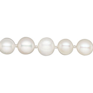 Pearl, cultured freshwater (bleached), white, 8-9mm semi-round, Mohs hardness 2-1/2 to 4. Sold per 72-inch strand.