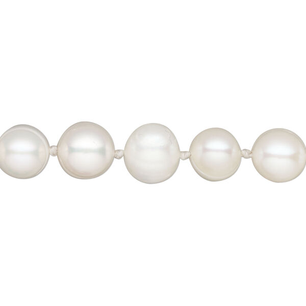 Pearl, cultured freshwater (bleached), white, 8-9mm semi-round, Mohs hardness 2-1/2 to 4. Sold per 72-inch strand. image number 0