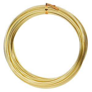 Wire, anodized aluminum, gold, 2mm round, 12 gauge. Sold per pkg of 45 feet.