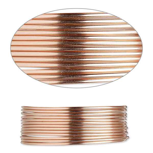 Wire, 12Kt rose gold-filled, half-hard, round, 20 gauge. Sold per pkg of 25 feet. image number 0