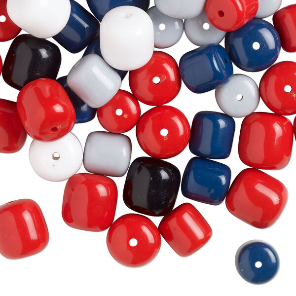 Bead mix 1pkg100 acrylic, 16x14mm-20x19mm drum, mixed colors image number 0