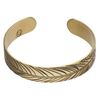 Bracelet cuff 1pkg1 antique gold-finished brass, black, 12mm wide with feather on outside / "Be mindful" on inside. image number 0
