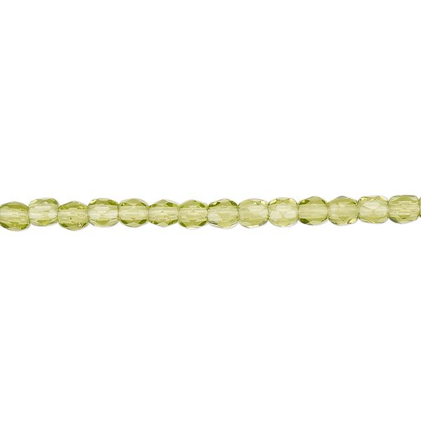 Bead, Czech fire-polished glass, olivine, 3mm faceted round. Sold per 15-1/2" to 16" strand, approximately 130 beads. image number 0