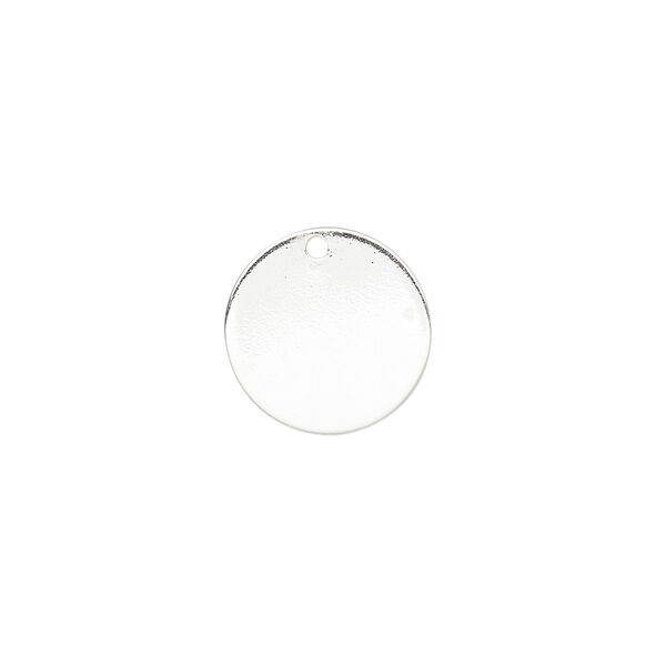 Drop, sterling silver, 14mm flat round. Sold per pkg of 2. image number 0