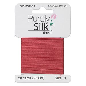 Thread, Purely Silk™, maroon, size D. Sold per 28-yard card.