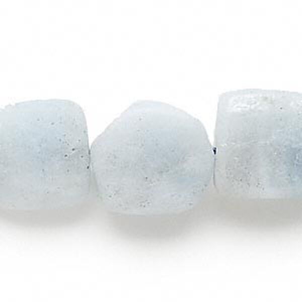 Bead, aquamarine (heated), 15x14mm-18x16mm hand-cut flat rectangle, C grade, Mohs hardness 7-1/2 to 8. Sold per 15" to 16" strand. image number 0