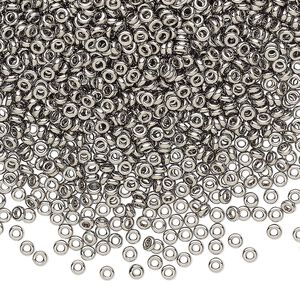 Seed bead, Miyuki, glass, pkg/50g, 2.2x1mm spacer rondelle, opaque nickel-plated, (SPR2.2-190).