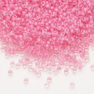 Seed bead, Dyna-Mites™, glass, pkg/40g, #11 round, translucent inside dyed color dusty rose, (208 11/0 RR).
