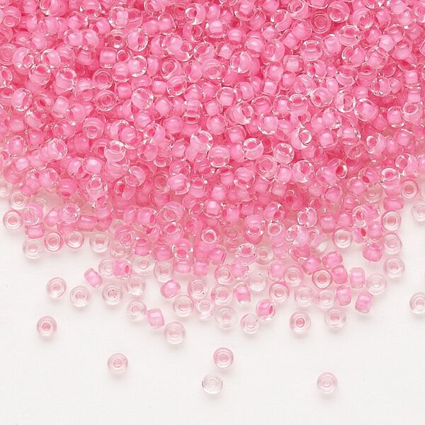 Seed bead, Dyna-Mites™, glass, pkg/40g, #11 round, translucent inside dyed color dusty rose, (208 11/0 RR). image number 0