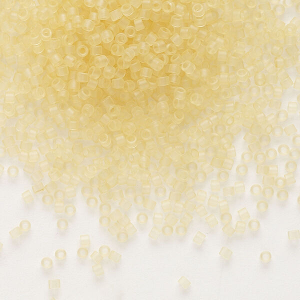 Seed bead, Delica®, glass, pkg/7.5g, #11 round, translucent matte glazed luster pale topaz (DB-0382). image number 0