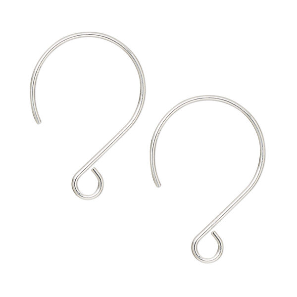Ear wire, sterling silver, 24mm French hook with open loop, 20 gauge. Sold per pair. image number 0