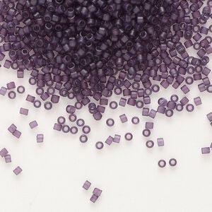 Seed bead, Delica®, glass, pkg/50g, #11 round, translucent matte plum aqua (DB-0782).