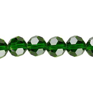 Bead 1pk 32 facets transparent emerald green, Celestial Crystal® 10mm round 15.5-16 inch