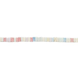 Bead, porcelain, opaque shiny multicolored, 2x1mm squaredelle. Sold per 8-inch strand, approximately 130 to 160 beads.
