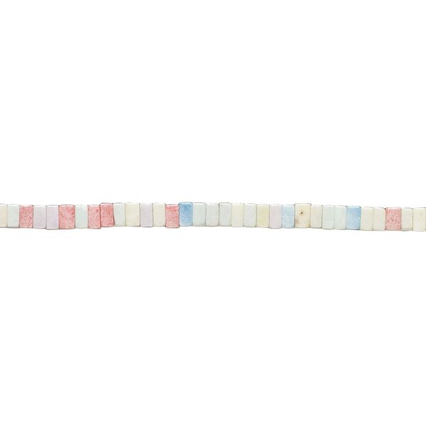 Bead, porcelain, opaque shiny multicolored, 2x1mm squaredelle. Sold per 8-inch strand, approximately 130 to 160 beads. image number 0