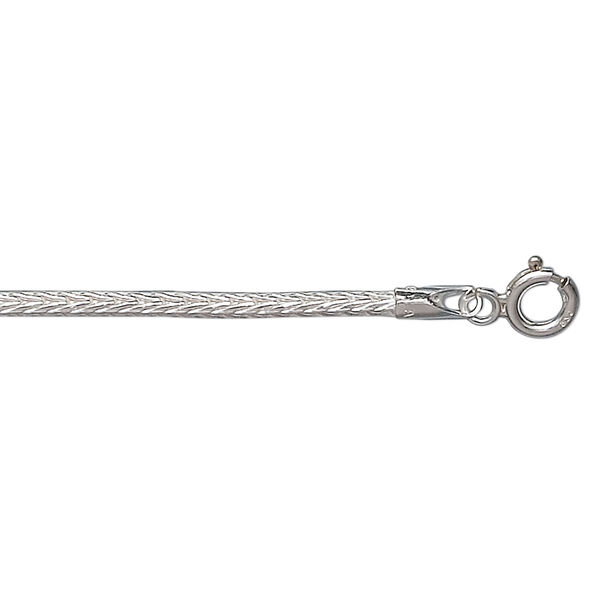 Chain, sterling silver, 2mm round foxtail, 16 inches. Sold individually. image number 0
