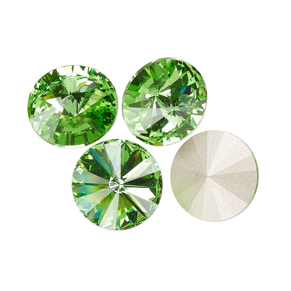 Chaton 4pk peridot foil back, Preciosa MAXIMA Czech crystal rhinestone 14mm rivoli image number 0