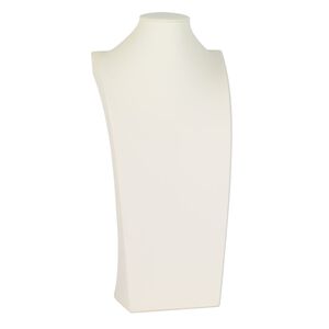 Display, necklace, leatherette, cream, 16-3/4 x 8 x 4-1/2 inches. Sold individually.