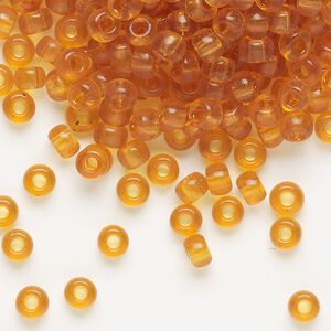 Seed bead, Miyuki, glass, pkg/250g, #6 rocaille, transparent topaz (RR-133).