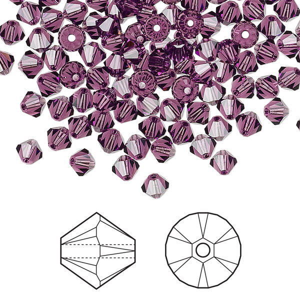 Bead 144pk amethyst, Crystal Passions® 4mm bicone 5328 image number 0