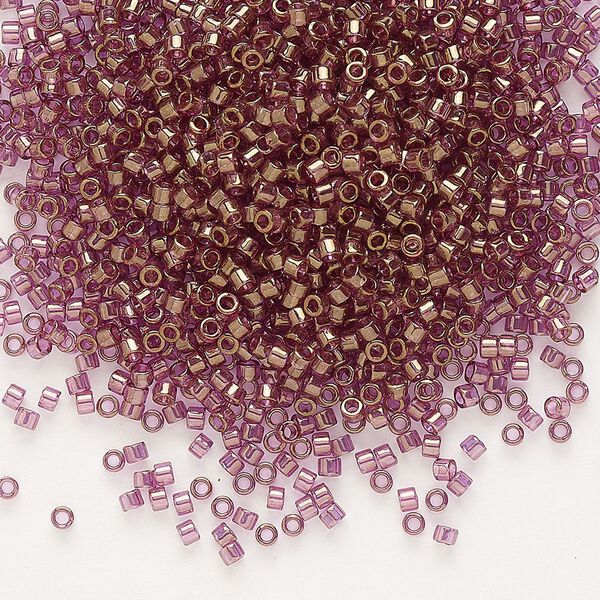 Seed bead, Delica®, glass, pkg/7.5g, #11 round, translucent gold luster amethyst (DB-0108). image number 0