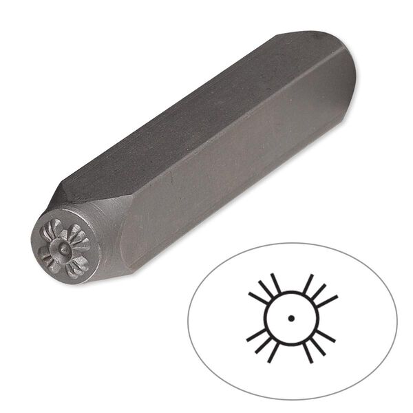 Stamp punch, tempered chrome vanadium steel, 6mm sun symbol, 2-3/4 x 3/8 inches. Sold individually. image number 0