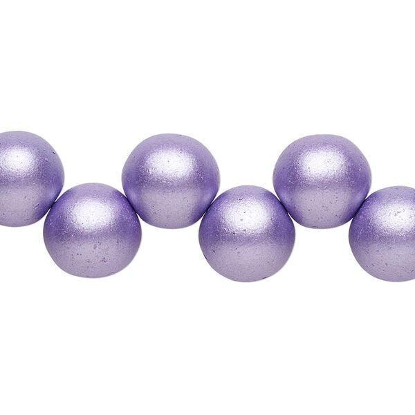 Bead, Preciosa, Czech pressed glass druk, opaque satin purple, 10mm top-drilled round. Sold per pkg of 10. image number 0