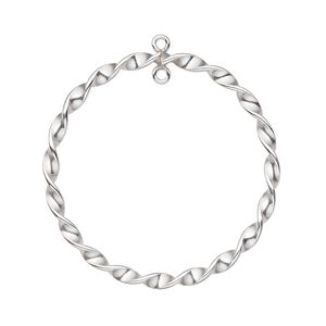 Drop, sterling silver, 27mm twisted open round with closed loop. Sold per pkg of 2.