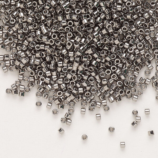 Seed bead, Delica®, glass, pkg/250g, #11 round, opaque nickel-plated (DB-0021). image number 0