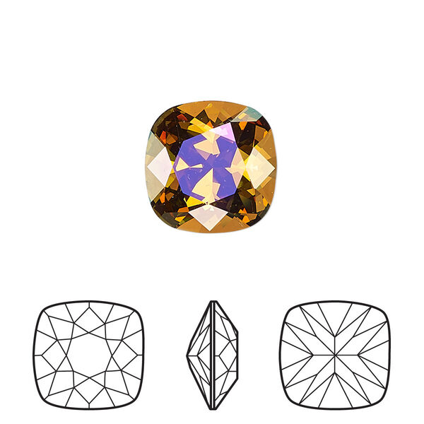 Fancy stone 1pk crystal mahogany foil back, Crystal Passions® 12mm cushion 4470 image number 0