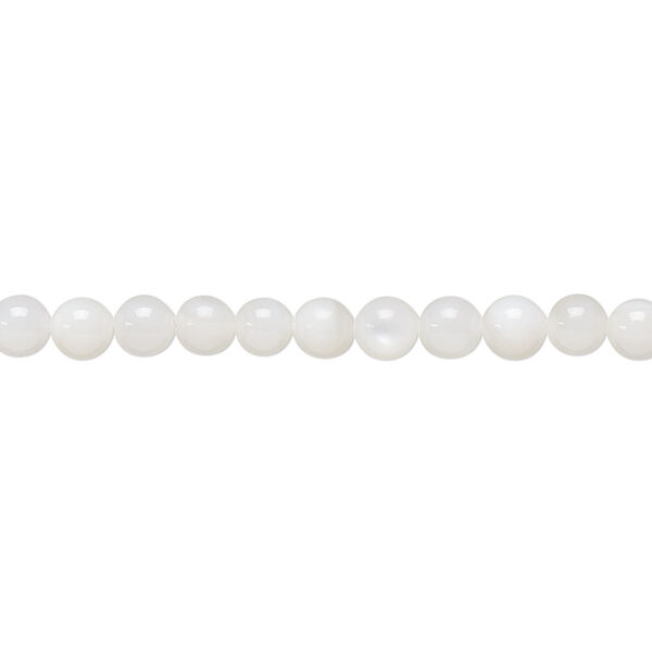 Bead, mother-of-pearl shell (bleached), white, 4mm round, Mohs hardness 3-1/2. Sold per 15-1/2" to 16" strand. image number 0