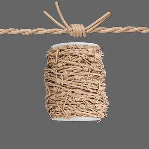 Cord, leather (natural), 1.5mm barbed wire. Sold per 25-yard spool.