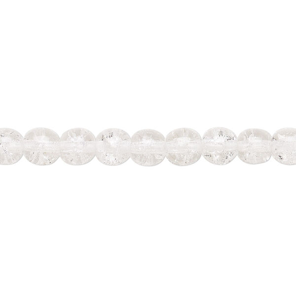 Bead, Czech crackle glass druk, clear, 6mm round. Sold per 15-1/2" to 16" strand, approximately 65 beads. image number 0