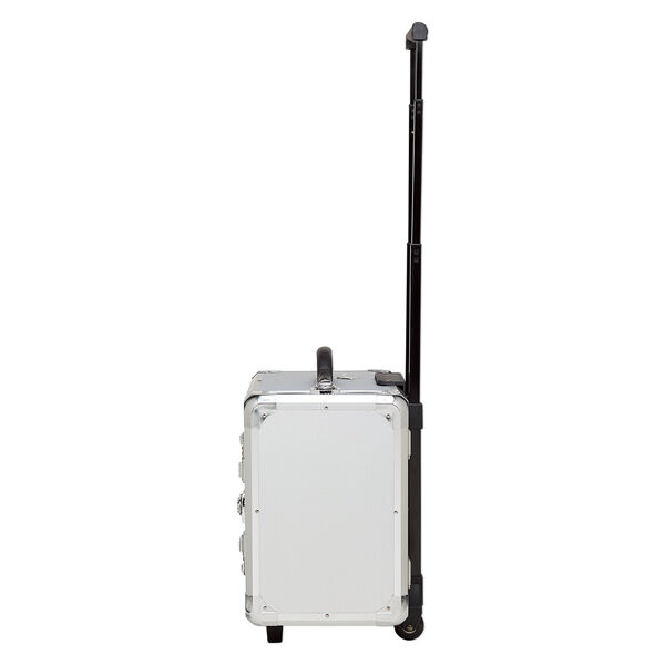 Jewelry case, aluminum / steel / plastic / polyester / VELCRO&reg;, grey and black, 17-1/2 x 16 x 11 inches with diamond pattern and wheels. Sold individually. image number 1