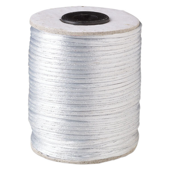 Cord, Satinique™, satin, light grey, 2mm. Sold per 200-foot spool. image number 0