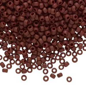 Seed bead, TOHO BEADS®, glass, pkg/7.5g, #8 round, opaque frosted oxblood (TR-08-46F).