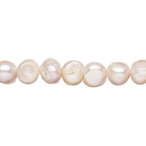 Freshwater pearl 1pkg1, flat-sided potato, 15 inch mauve, peach and silver peacock 7-8mm cultured