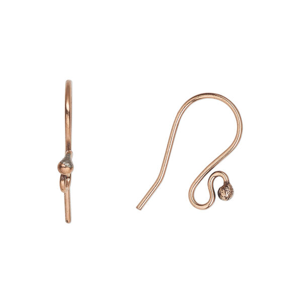 Ear wire fishhook 1pkg20 antique copper-plated, 17mm / 2mm ball / open loop, 20 gauge copper 10 pair image number 0