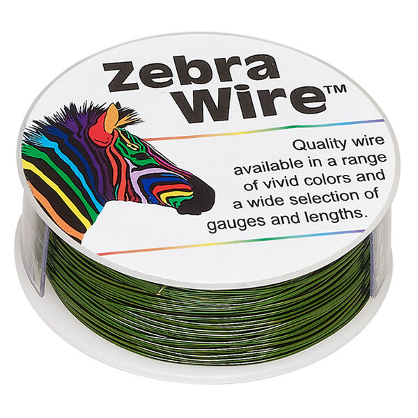 Wire, Zebra Wire™, color-coated copper, green, round, 24 gauge. Sold per 1/4 pound spool, approximately 71 yards. image number 0