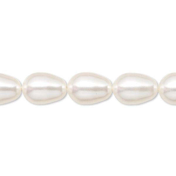 Pearl 10pk white, Crystal Passions® 11x8mm pear 5821 image number 0