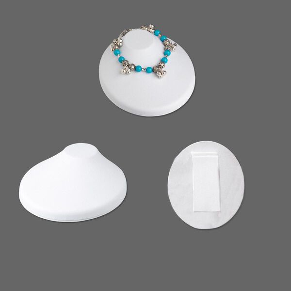 Display, necklace, leatherette, pkg/1, 5-1/2 x 4-3/4 x 2-1/2 inches, white. image number 0
