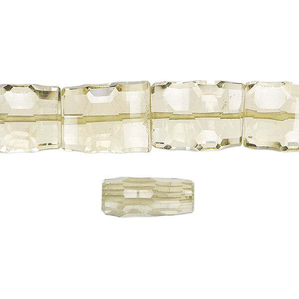 Lemon quartz 1pkg1, hand-cut concave faceted rectangle bead 8 inch 12x10mm-16x10mm image number 0