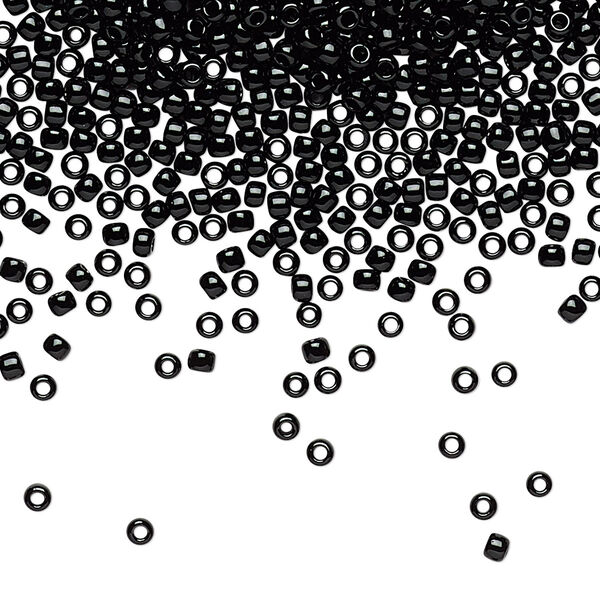 Seed bead, TOHO BEADS®, glass, pkg/7.5g, #11 round, opaque jet (TR-11-49). image number 0