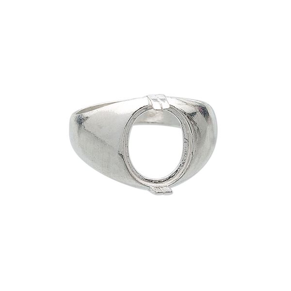 Ring, sterling silver, 12x10mm 2-prong oval setting, size 11. Sold individually. image number 0