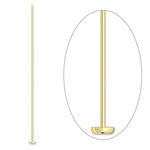 Head pin, 14Kt gold-filled, 2 inches, 26 gauge. Sold per pkg 10. image number 0