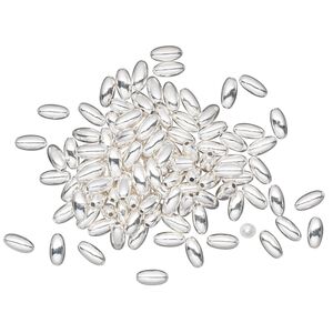 Bead, silver-plated brass, 4x2mm oval. Sold per pkg of 100.